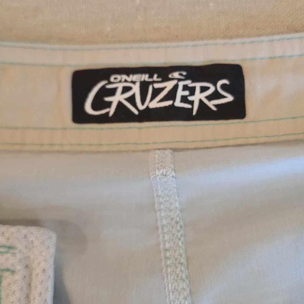 Oneill Cruzers Board Shorts Green Tropical Swim Trunks Surf Beach Resort Size 34